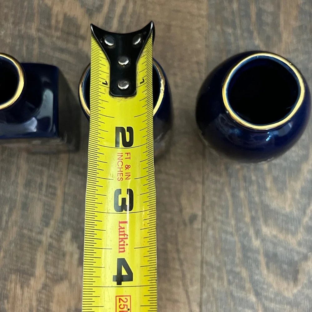 Mini Ceramic Bud‎ Vases Vintage Japanese Kutani Style Cobalt Blue Lot of 4pcs